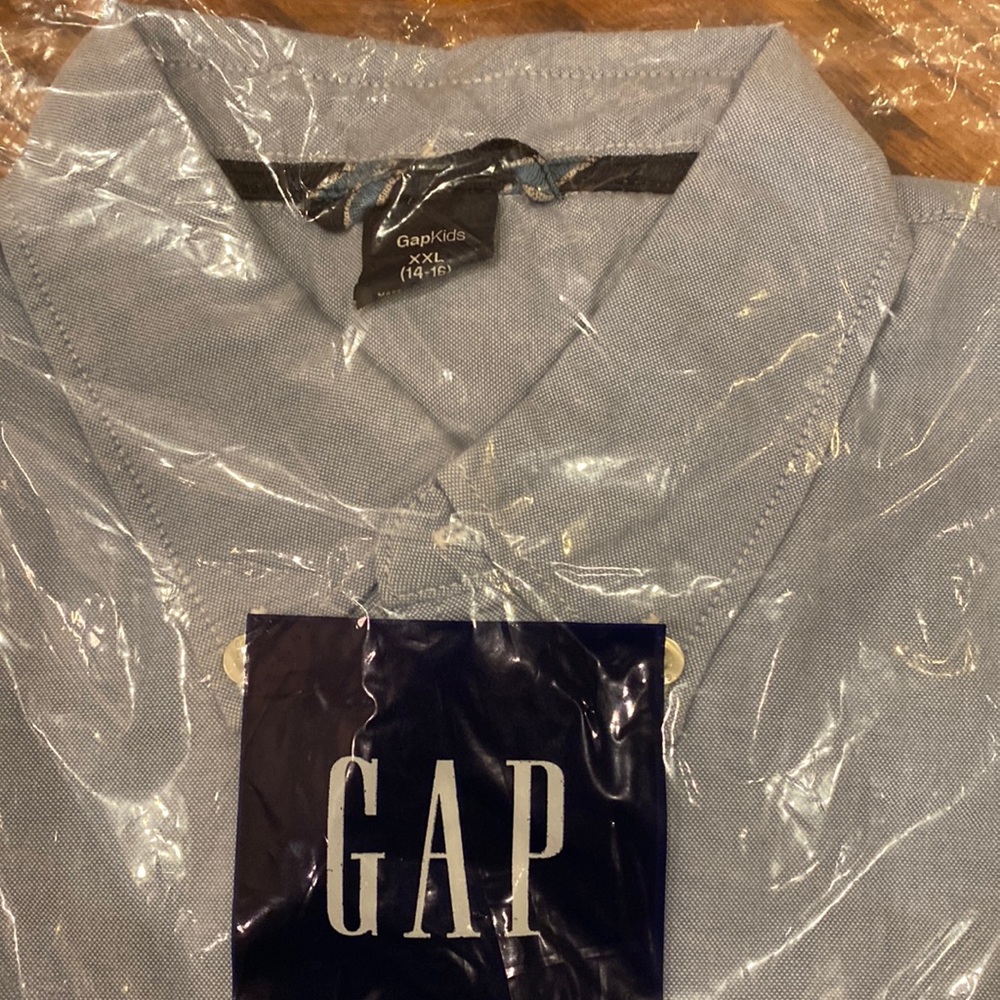 NWT!! Gap Kids XXL 14-16 Basic Oxford Blue Shirt Long Sleeve NEW In Pac… - Picture 2 of 3